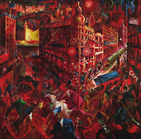 George Grosz, Metropolis (View of the Metropolis), 1917. Bassie, Ashley. Art of Century : Expressionism. New York, NY, USA: Parkstone International, 2012. ProQuest ebrary. Web. 16 October 2015. Copyright © 2012. Parkstone International. All rights reserved. 